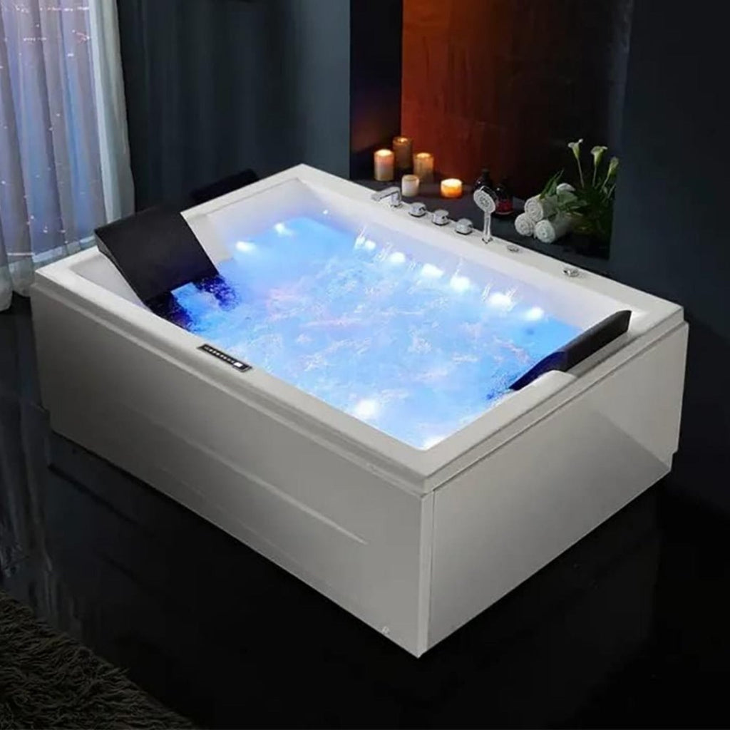 Luxara 71-Inch Premium Modern Acrylic Soaking Bathtub With Bubble Jets And LED Lighting (SAK26415)