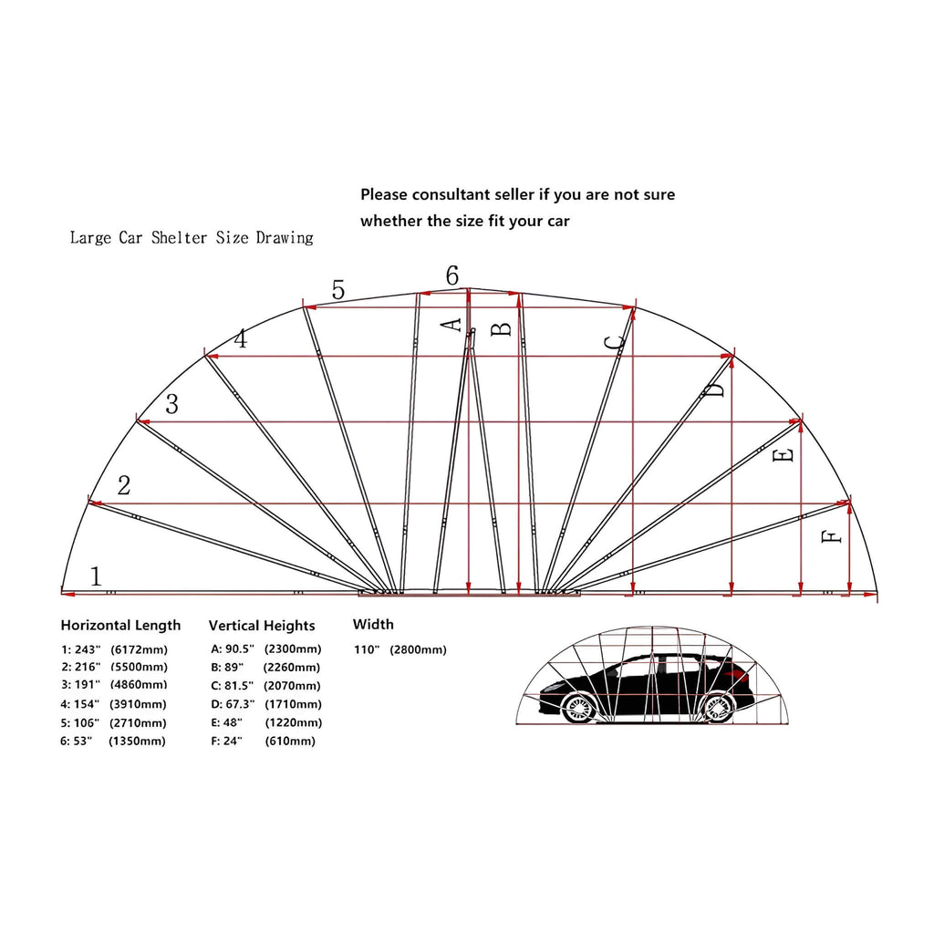[09X20FT] Premium All-Weather Retractable Steel Frame Carport Canopy For Cars & SUVs (SAK41385)