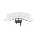 Premium Half-Moon 6-Person Curved All-Weather Outdoor Furniture Sofa Patio Set With Coffee Table And Cushions (SAK76332)
