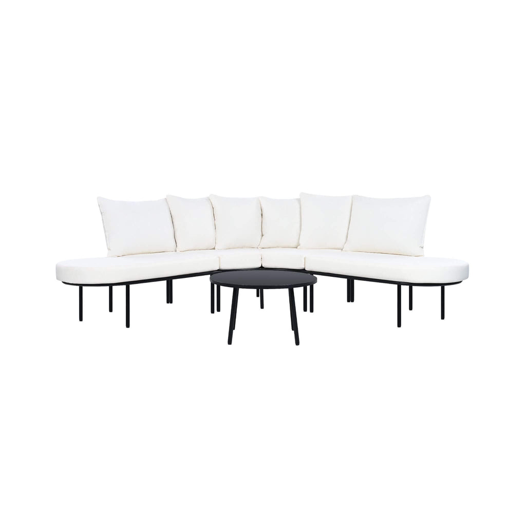 Premium Half-Moon 6-Person Curved All-Weather Outdoor Furniture Sofa Patio Set With Coffee Table And Cushions (SAK76332)