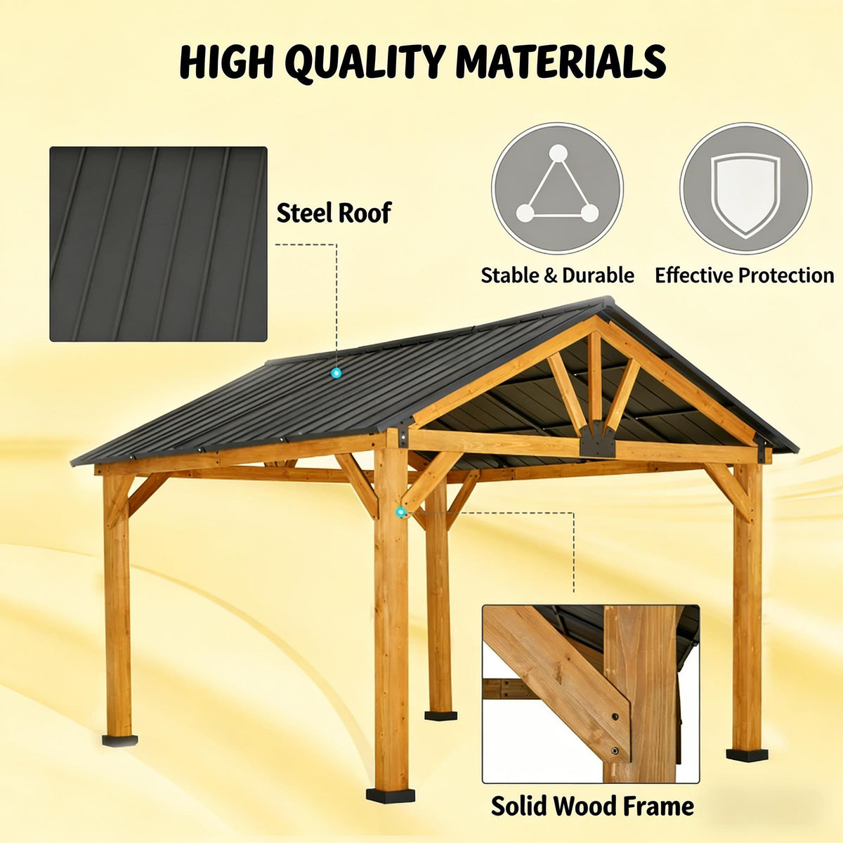 [09X11FT] Premium Outdoor Hardtop Patio Backyard Gazebo (SAK86341)