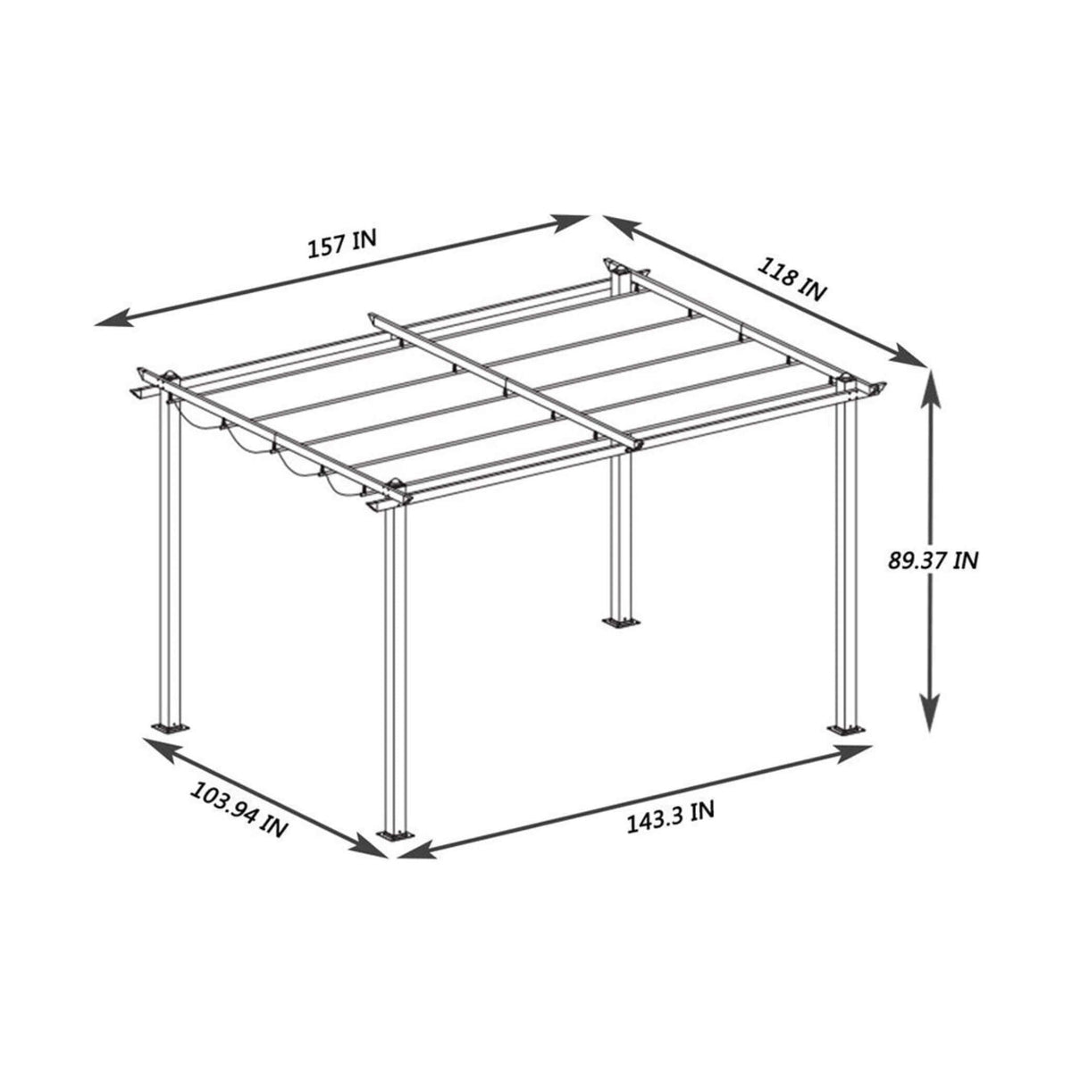 [10X13FT] Premium Outdoor Patio Retractable Pergola With Canopy (SAK01864)