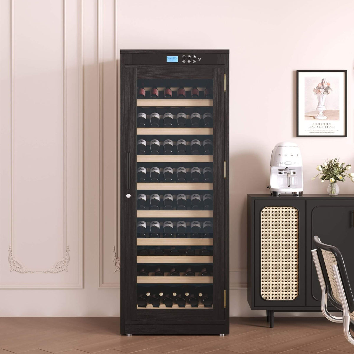 102-Bottle Smart Temperature-Controlled Multi-Tier Wine Cabinet For Home And Bar (SAK46361)