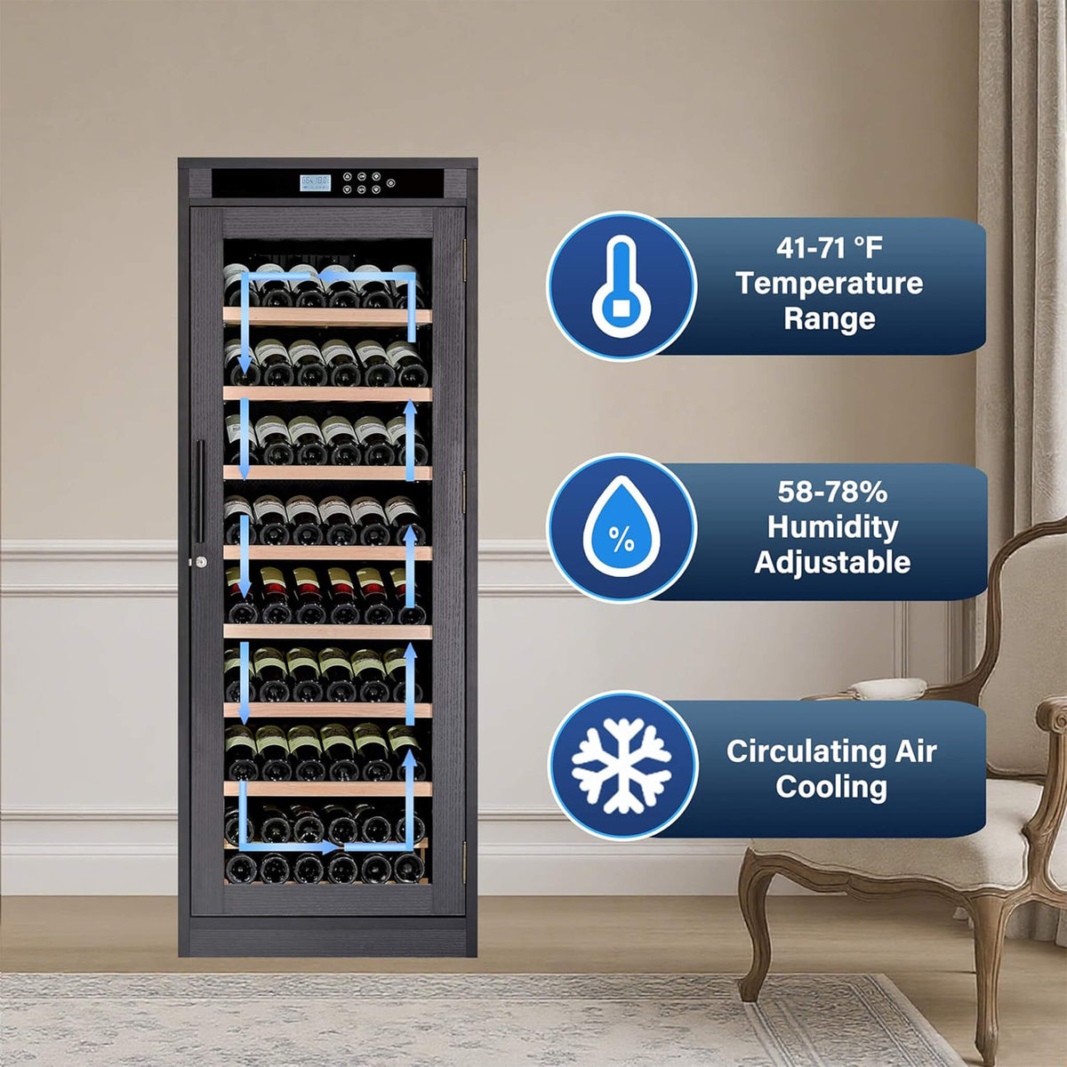102-Bottle Smart Temperature-Controlled Multi-Tier Wine Cabinet For Home And Bar (SAK46361)