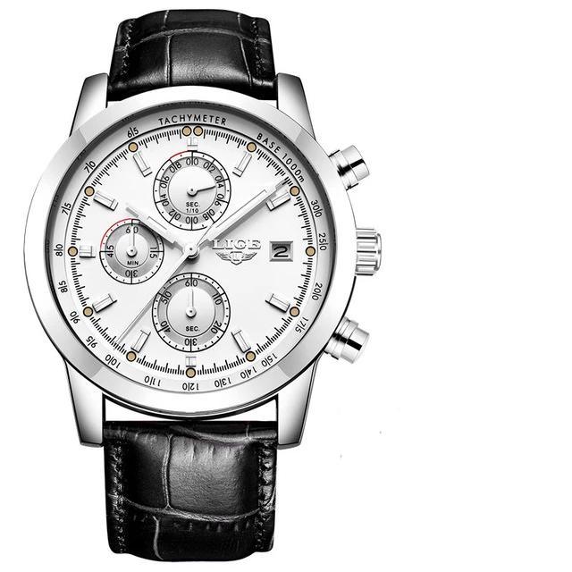 Men's  Waterproof Watch With Chronometers Date Display And Fluorescent Pointers Excellent Look Perfect Gift