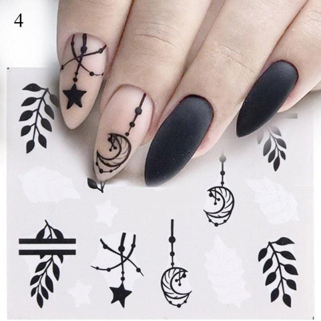 Nail Water Sticker Flower Flamingo Beauty Slider Bloom Colorful Plant Pattern 3D Manicure Sticker Nail Art Decorations Luxurious Nail Art Decoration White Feather Lace Flower Leaf Carving Design Exquisite Pattern Nail Art Supplies Self-Adhesive Nail