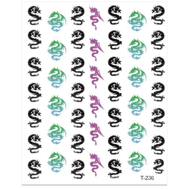 Red Black Colorful 3D Dragon Design Stickers Women Love Nail Art Slider Gel Polish Decal Temporary Decoration For Nail Manicures 3D Self-Adhesive Nail Art Tips Sliders for Women Girls DIY Nail Decorations Manicure Decor Accessories