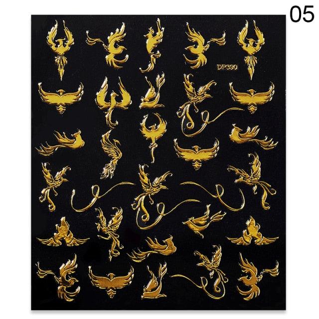 Red Black Colorful 3D Dragon Design Stickers Women Love Nail Art Slider Gel Polish Decal Temporary Decoration For Nail Manicures 3D Self-Adhesive Nail Art Tips Sliders for Women Girls DIY Nail Decorations Manicure Decor Accessories