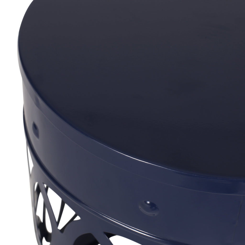 Navy Blue Outdoor Metal Set of 2 End Tables