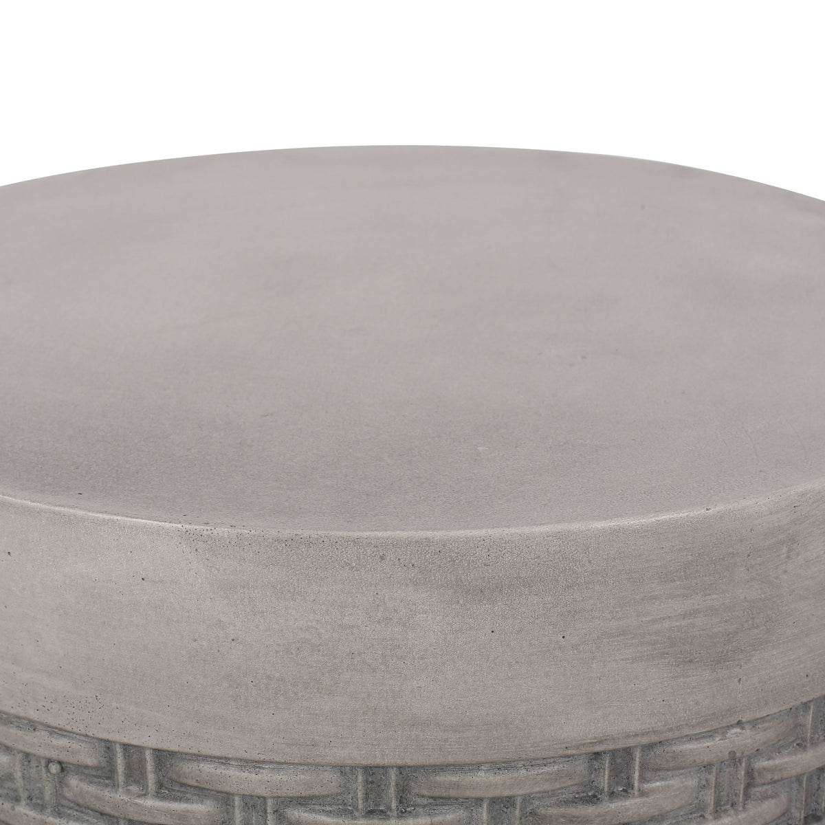 Outdoor Lightweight Round Concrete Side Table with Modern Design - Grey
