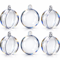 Set of 6 Mini Clear Plastic Ball Ornaments 1.92 Inches (49 mm)