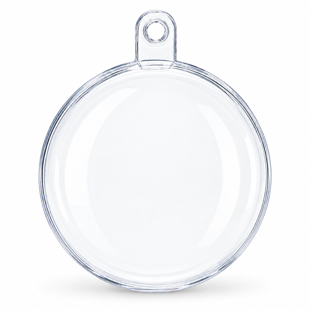 Set of 6 Mini Clear Plastic Ball Ornaments 1.92 Inches (49 mm)