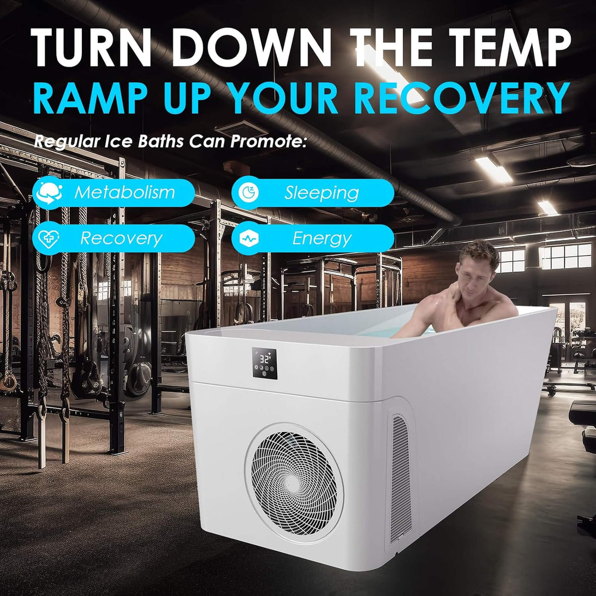 Smart 1-Piece Freestanding Full-Body All-In-One Cold Plunge Tub With Built-In Water Chiller (SAK56280)