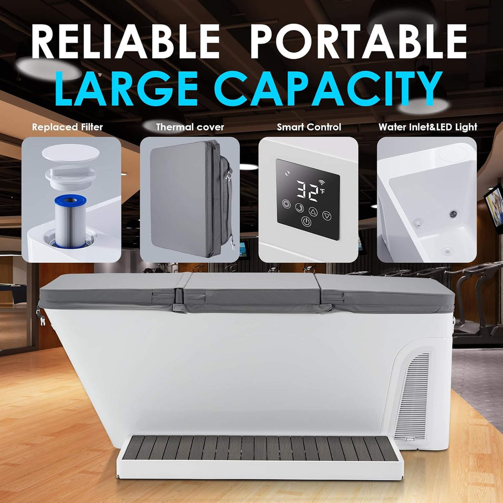 Smart 1-Piece Freestanding Full-Body All-In-One Cold Plunge Tub With Built-In Water Chiller (SAK56280)