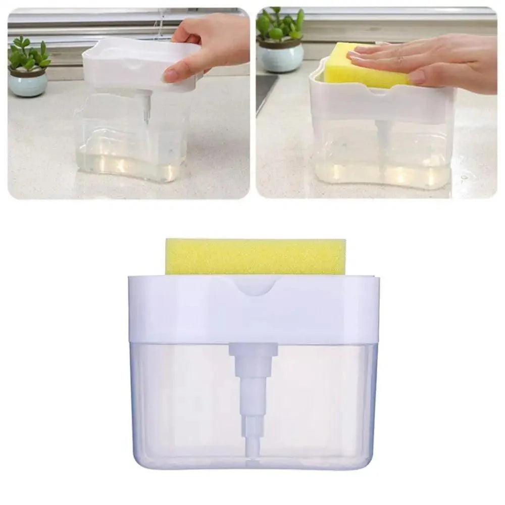 Smart Soap Dispenser For Kitchen Dishwashing Soap Pump Dispenser Kitchen Sponge Holder Handy Space Saving Soap Box 2 IN 1 Kitchen Soap Pump