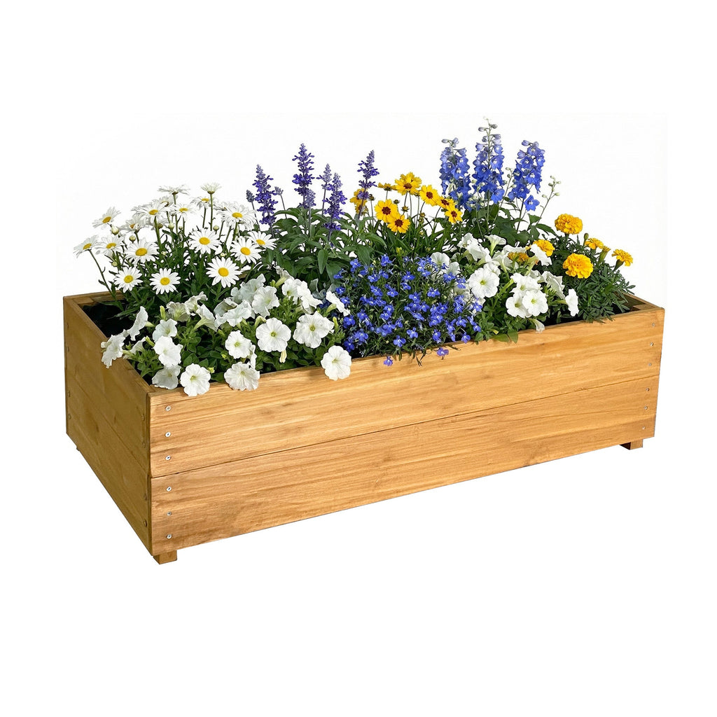 Solid Fir Wood Raised Garden Bed with Liner - Outdoor Planter Box