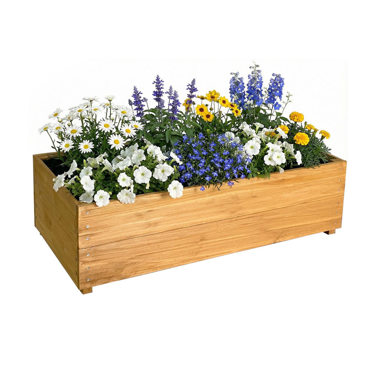 Solid Fir Wood Raised Garden Bed with Liner - Outdoor Planter Box
