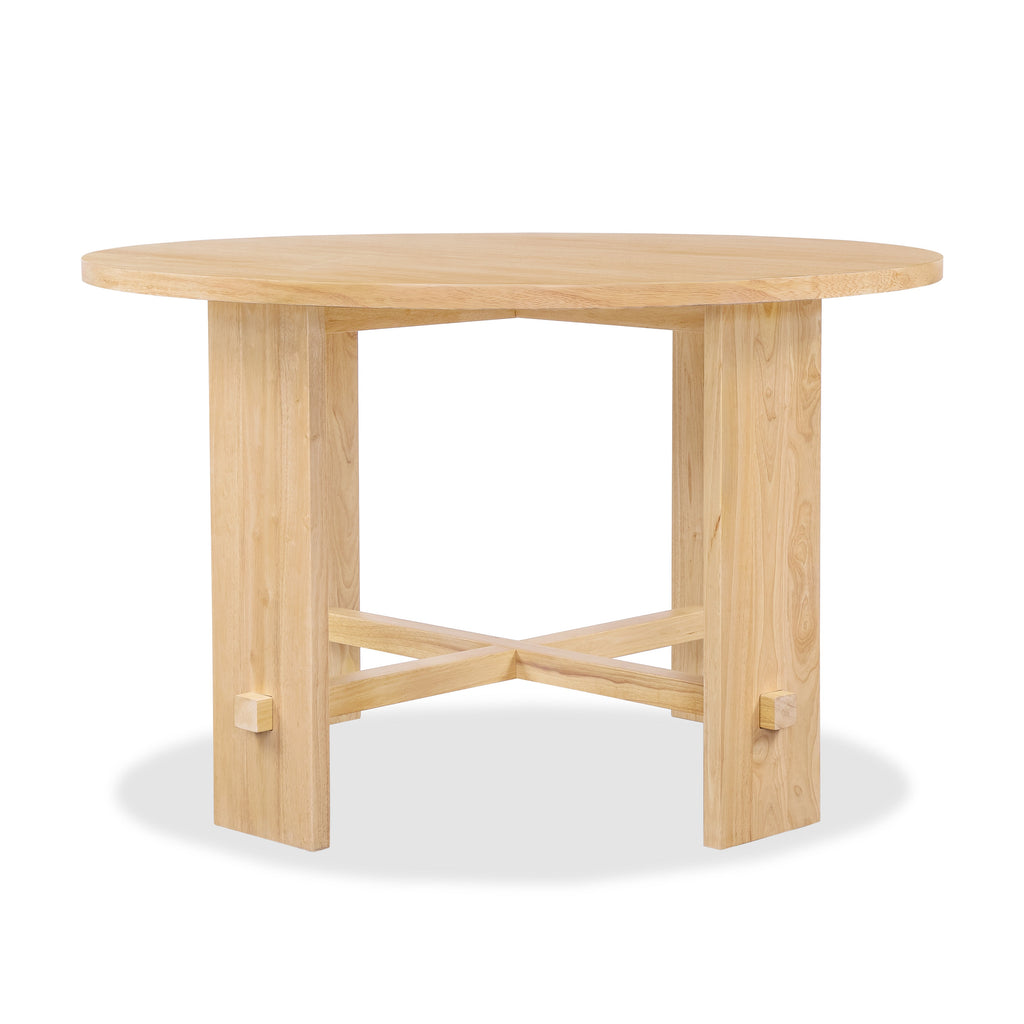 Solid Wood Dining Table with Rubber Wood Base - Natural