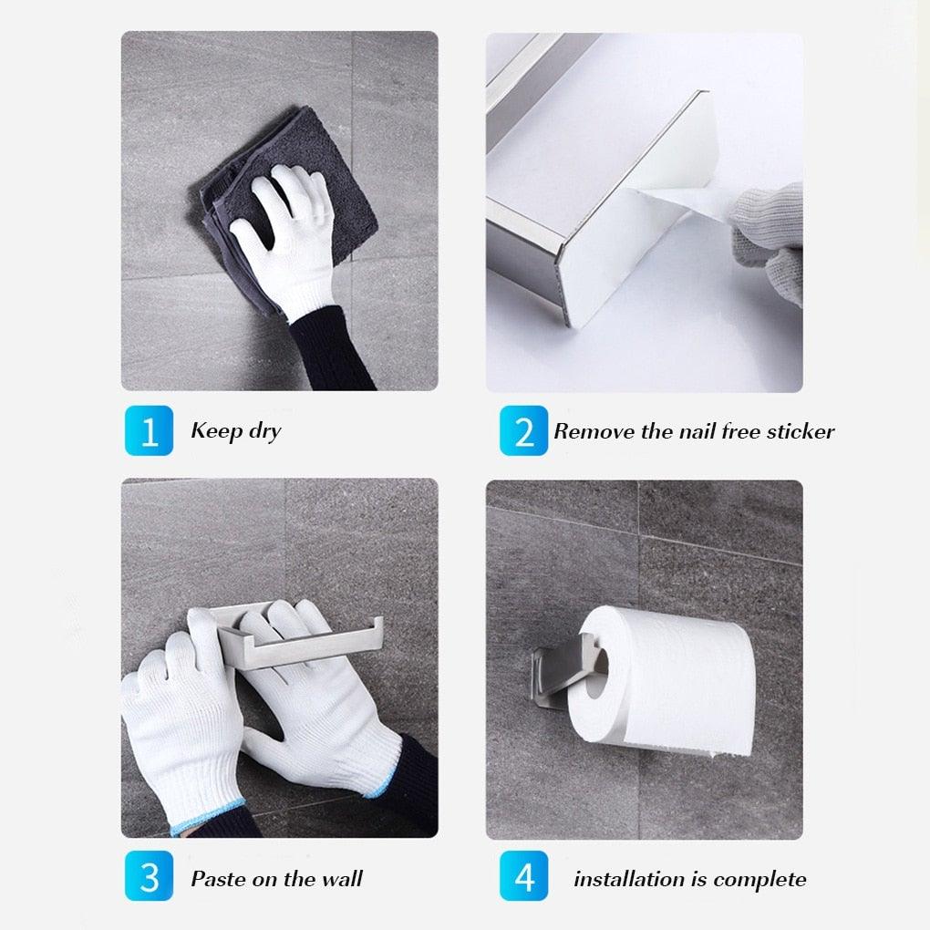 Self-Adhesive Stainless Steel Toilet Paper Holder