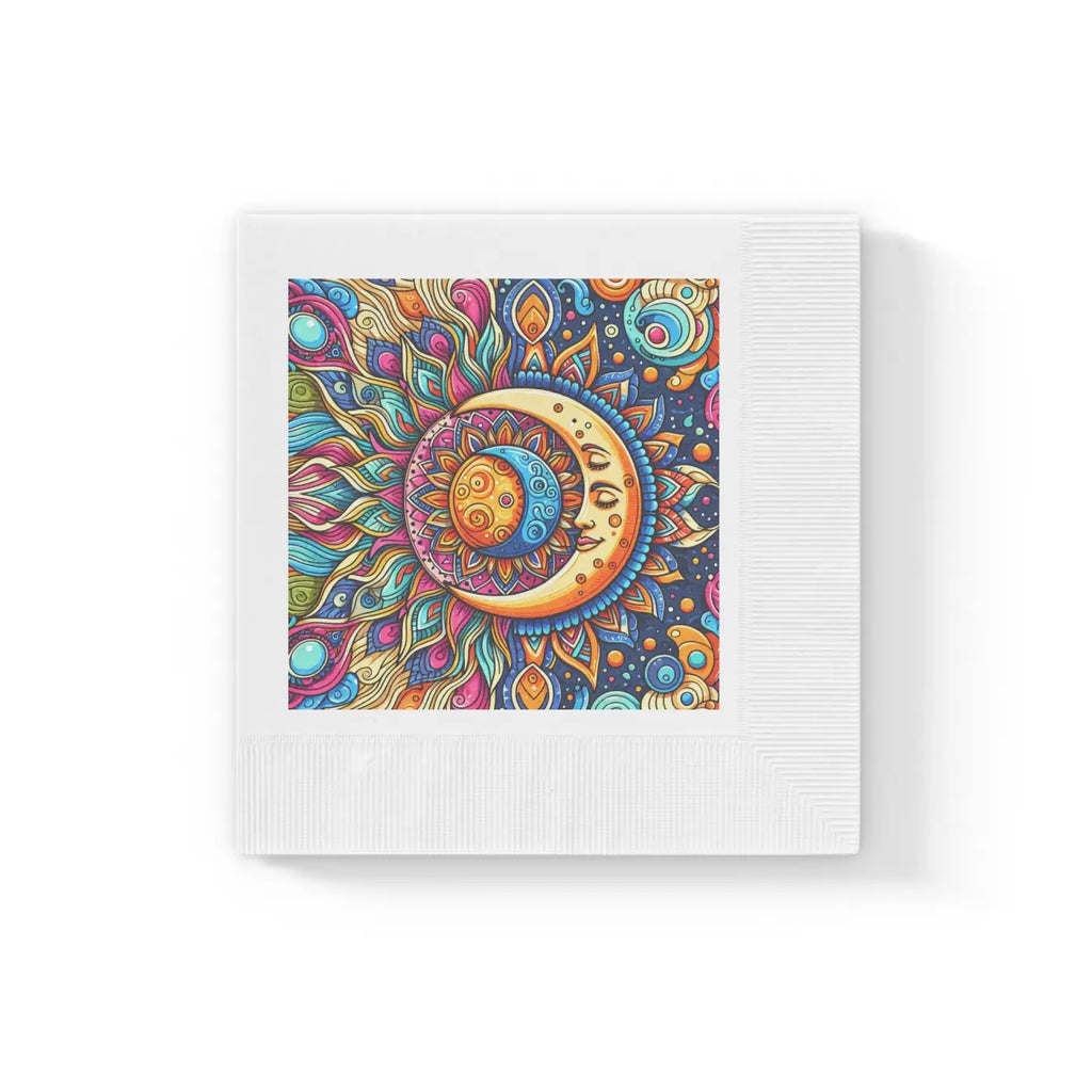 DipaliZ Paper Napkins Moon Mandala – White Coined Edges