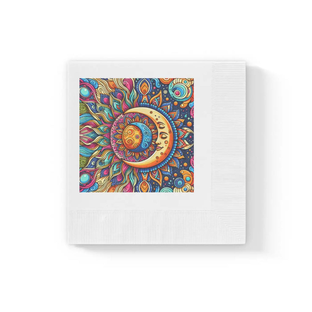 DipaliZ Paper Napkins Moon Mandala – White Coined Edges