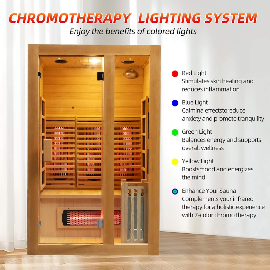 Luma 2-Person Indoor Hybrid Sauna Room With Infrared And 3.5KW Steam Heater [Made-To-Order] (SAK83750)