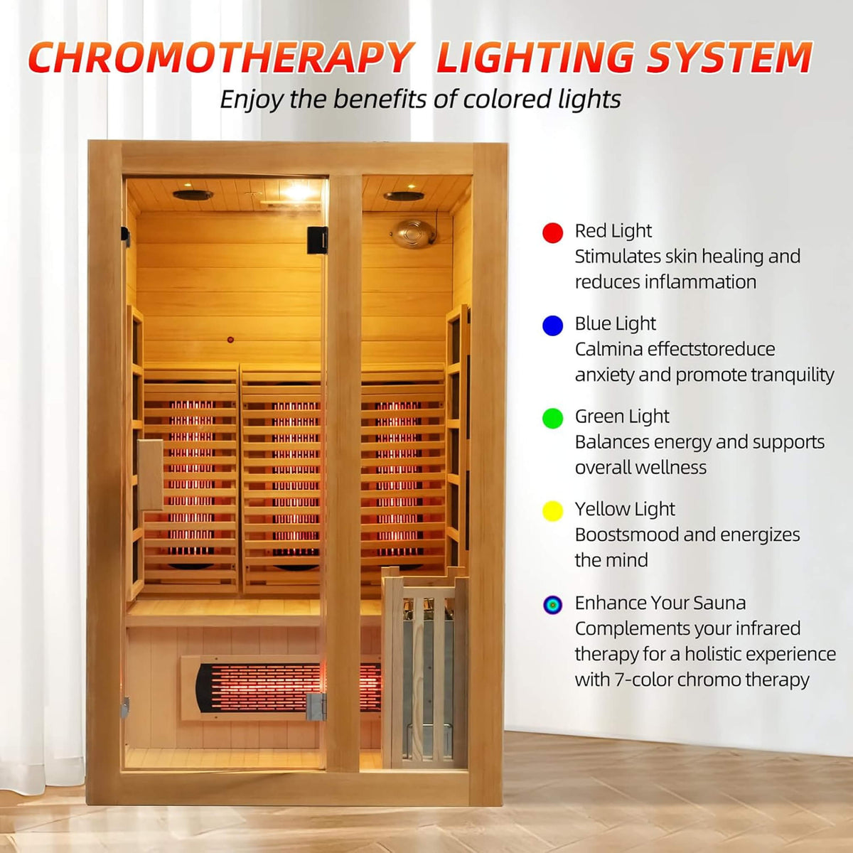 Luma 2-Person Indoor Hybrid Sauna Room With Infrared And 3.5KW Steam Heater [Made-To-Order] (SAK83750)