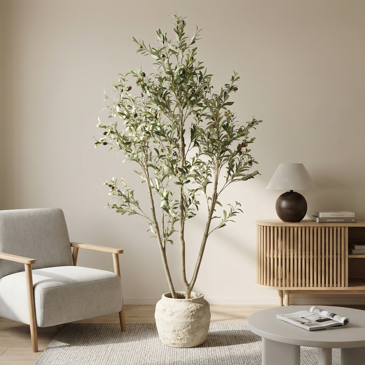 6' Artificial Olive Tree with Realistic Detailing - Fabric & Plastic