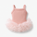 Ribbed Knit Dog Tutu Dress with Tulle Skirt