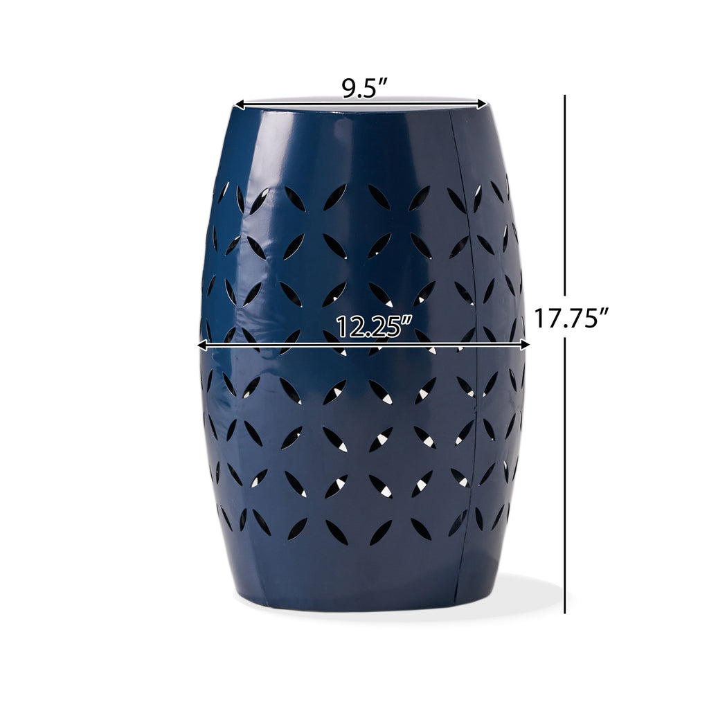 Lilac 12" Metal Outdoor Side Table with Lace Cut Design - Lilac