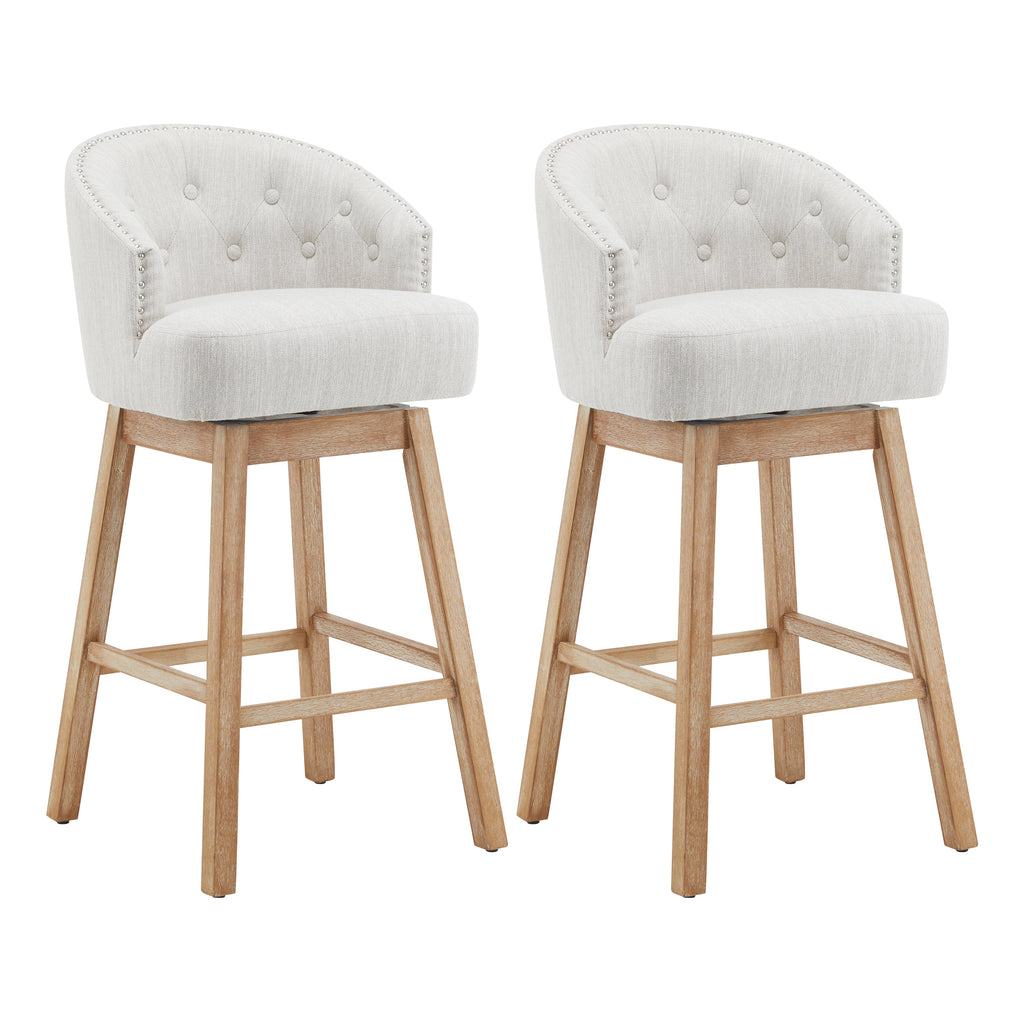Upholstered Swivel Counter Stools with Backrest – Set of 2