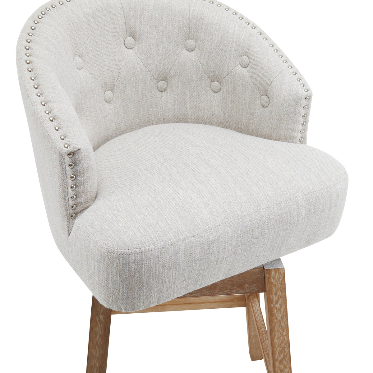 Upholstered Swivel Counter Stools with Backrest – Set of 2