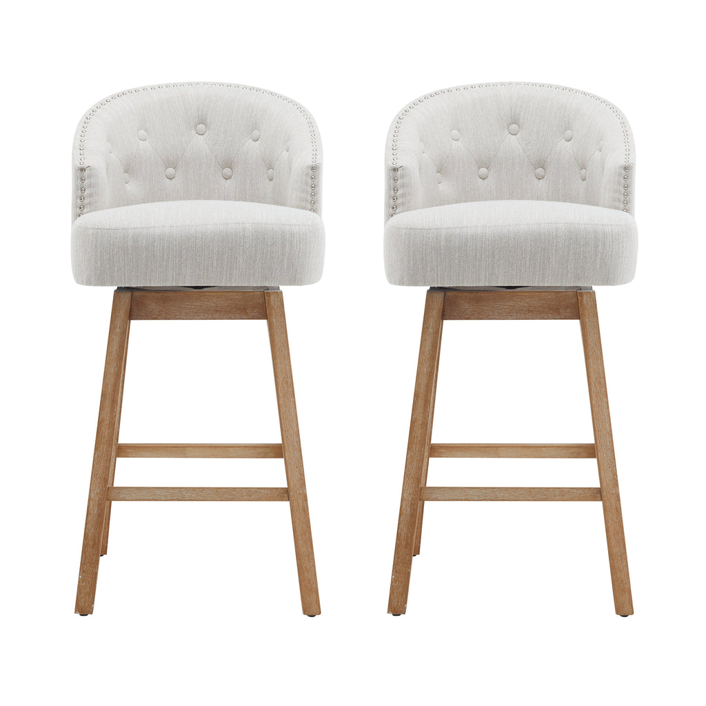 Upholstered Swivel Counter Stools with Backrest – Set of 2