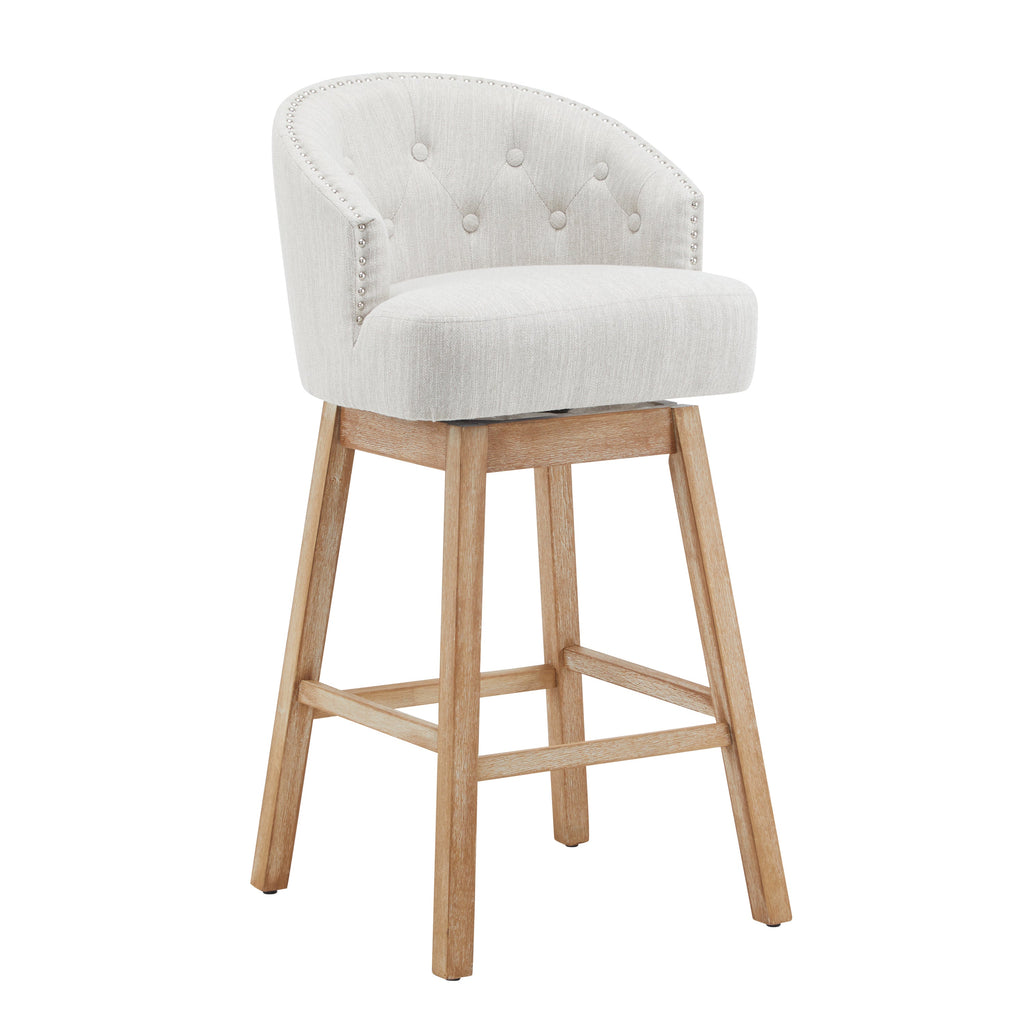 Upholstered Swivel Counter Stools with Backrest – Set of 2
