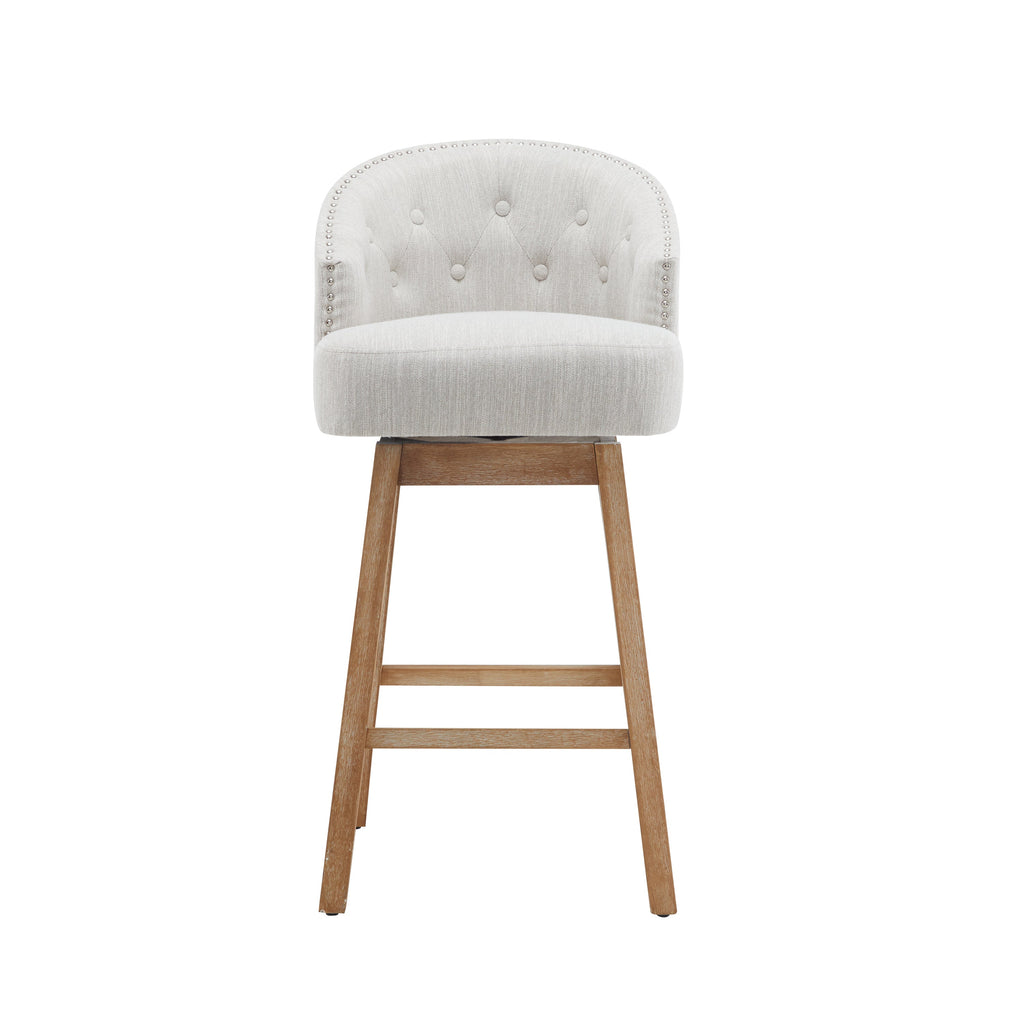 Upholstered Swivel Counter Stools with Backrest – Set of 2