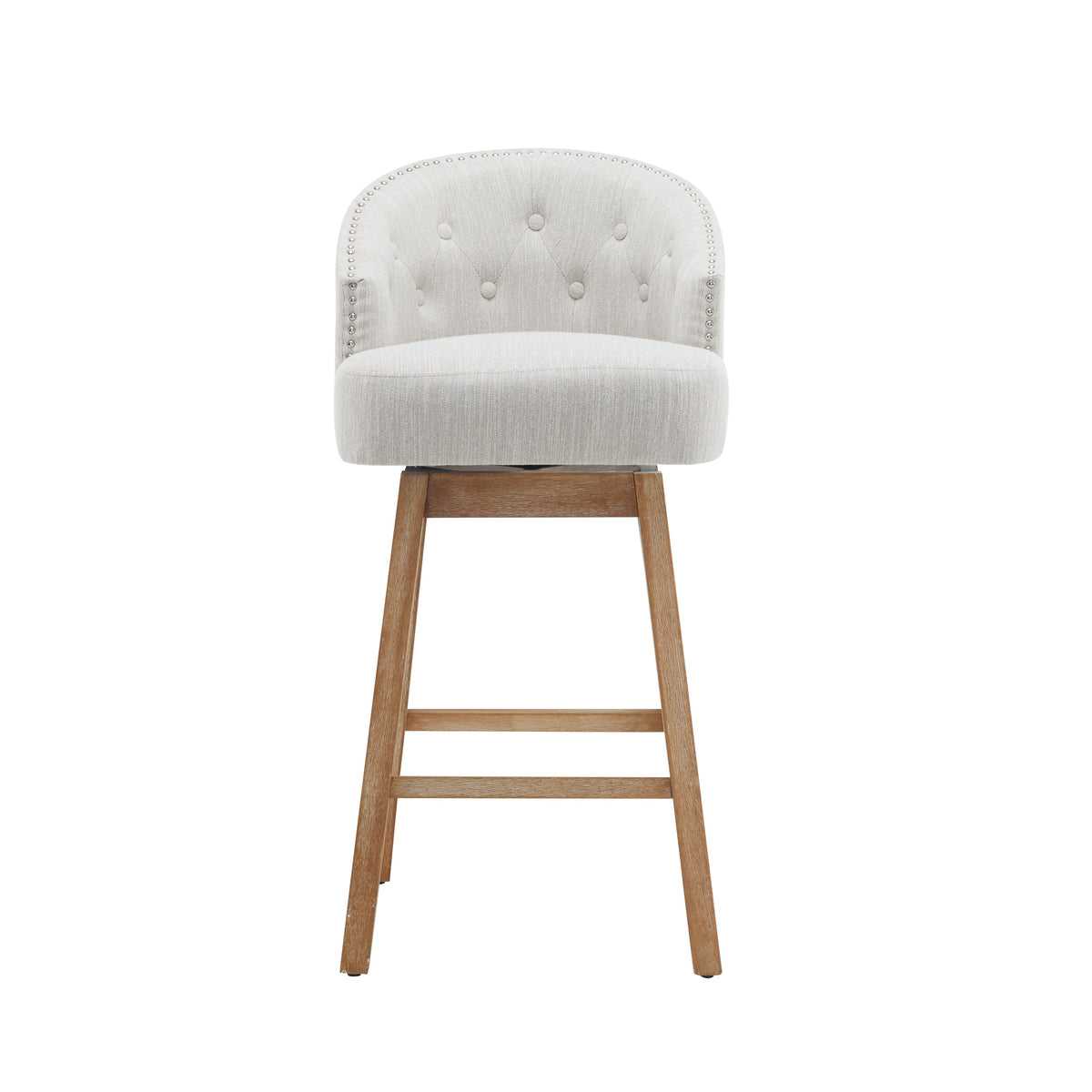 Upholstered Swivel Counter Stools with Backrest – Set of 2