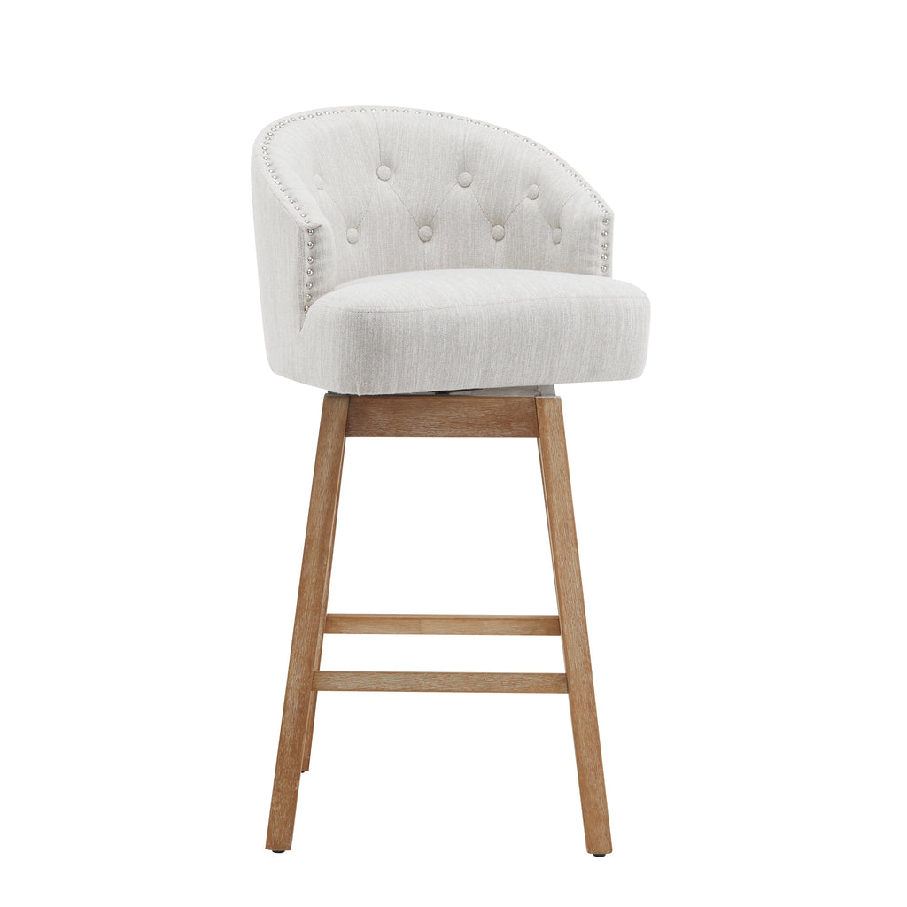 Upholstered Swivel Counter Stools with Backrest – Set of 2
