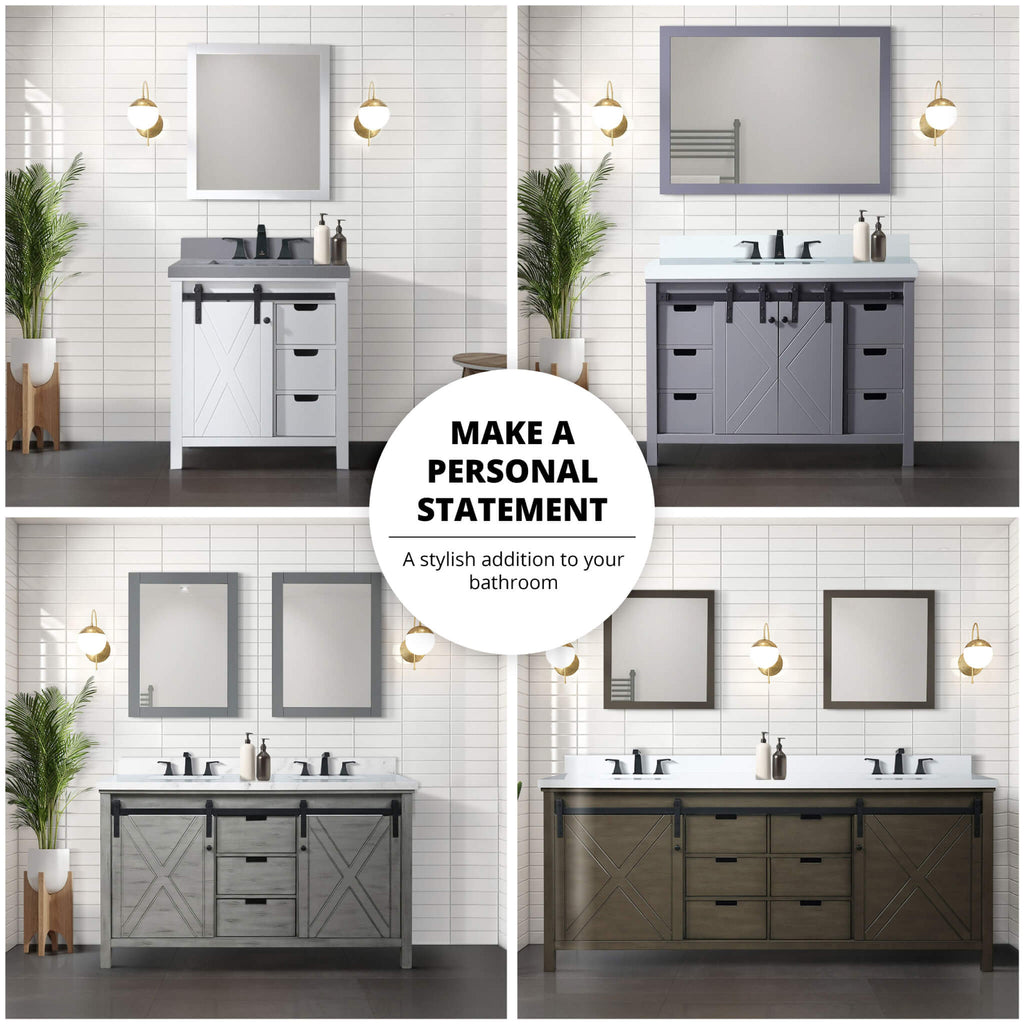 White Bathroom Vanity With Gray Quartz Top And Faucet Set (SAK40685)