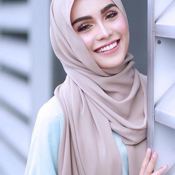 Winter Fashion Long Solid Color Soft Muslim Bubble Chiffon Hijab Scarf Shawls Hijab Elegant Scarf Wrap Lightweight Islamic Head Wear Escharpe Shawls Headband Wraps Lightweight Head Scarves Ladies Hijabs For  Women