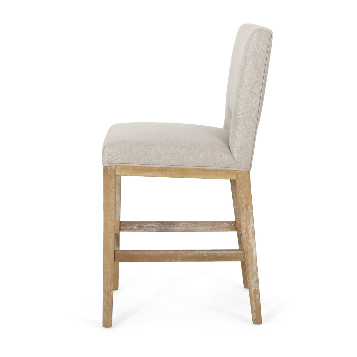 27 Inch Fabric Counter Stools, Set of 2 with Sturdy Rubberwood Legs - Wheat