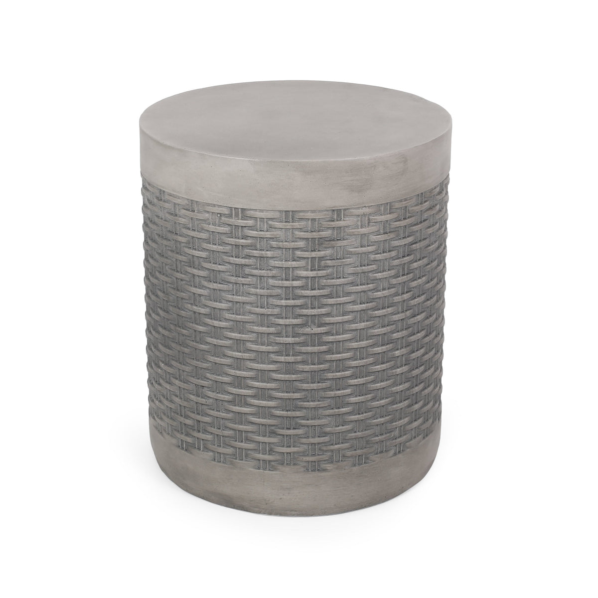 Outdoor Lightweight Round Concrete Side Table with Modern Design - Grey