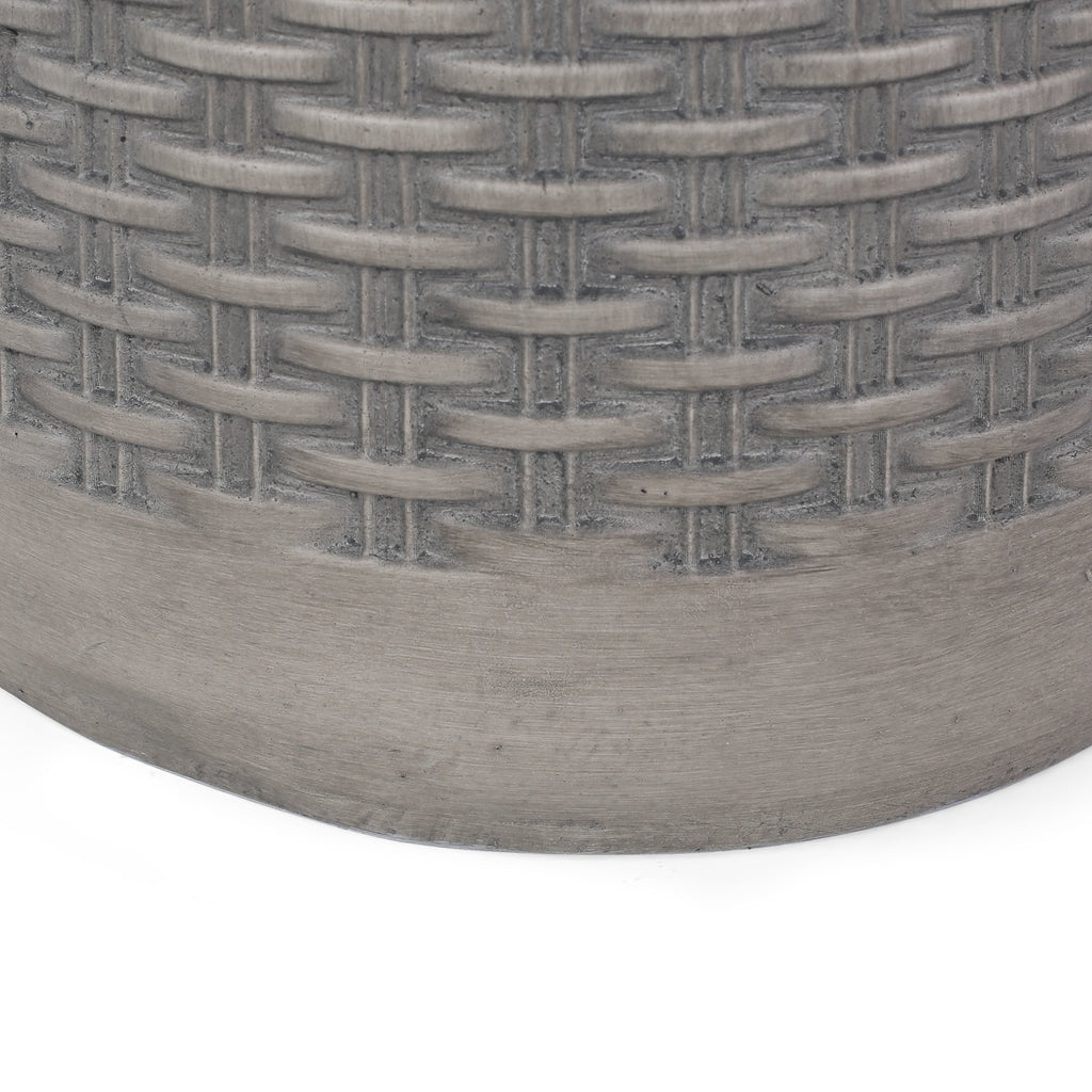 Outdoor Lightweight Round Concrete Side Table with Modern Design - Grey